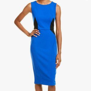Maggie London Crepe Blue Black Colorblock Sheath Dress